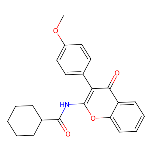 N-(3-(4-methoxyphenyl)-4-oxo-4H-chromen-2-yl)cyclohexanecarboxamide structure