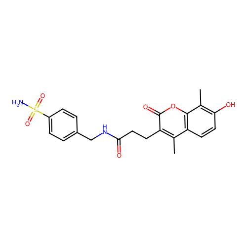 3-(7-hydroxy-4,8-dimethyl-2-oxo-2H-chromen-3-yl)-N-(4-sulfamoylbenzyl)propanamide structure