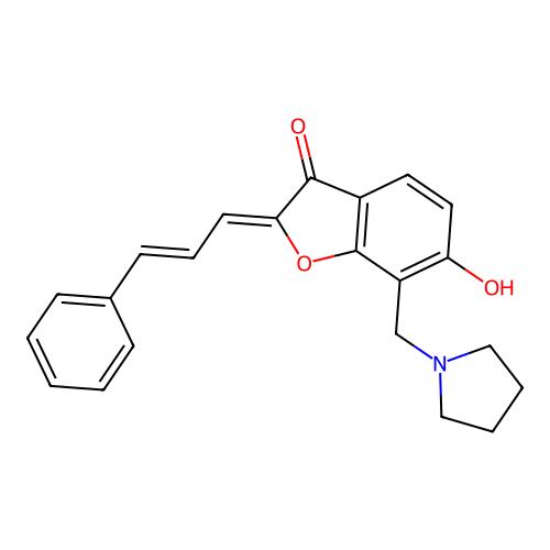 (Z)-6-hydroxy-2-((E)-3-phenylallylidene)-7-(pyrrolidin-1-ylmethyl)benzofuran-3(2H)-one structure