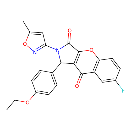 1-(4-ethoxyphenyl)-7-fluoro-2-(5-methyl-1,2-oxazol-3-yl)-1,2-dihydrochromeno[2,3-c]pyrrole-3,9-dione structure
