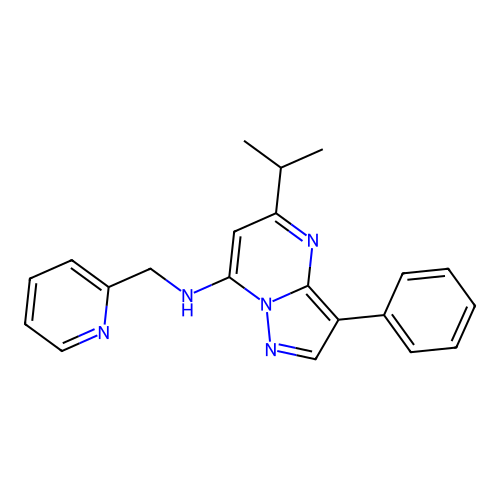 5-isopropyl-3-phenyl-N-(pyridin-2-ylmethyl)pyrazolo[1,5-a]pyrimidin-7-amine structure