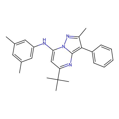 5-tert-butyl-N-(3,5-dimethylphenyl)-2-methyl-3-phenylpyrazolo[1,5-a]pyrimidin-7-amine structure