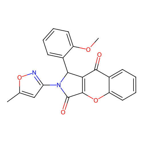 1-(2-methoxyphenyl)-2-(5-methyl-1,2-oxazol-3-yl)-1H-chromeno[2,3-c]pyrrole-3,9-dione structure