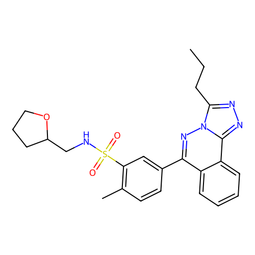 2-methyl-5-(3-propyl-[1,2,4]triazolo[3,4-a]phthalazin-6-yl)-N-((tetrahydrofuran-2-yl)methyl)benzenesulfonamide structure