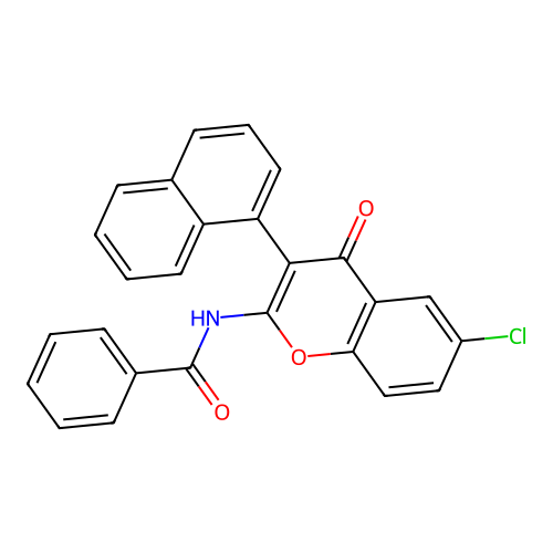 N-(6-chloro-3-(naphthalen-1-yl)-4-oxo-4H-chromen-2-yl)benzamide structure