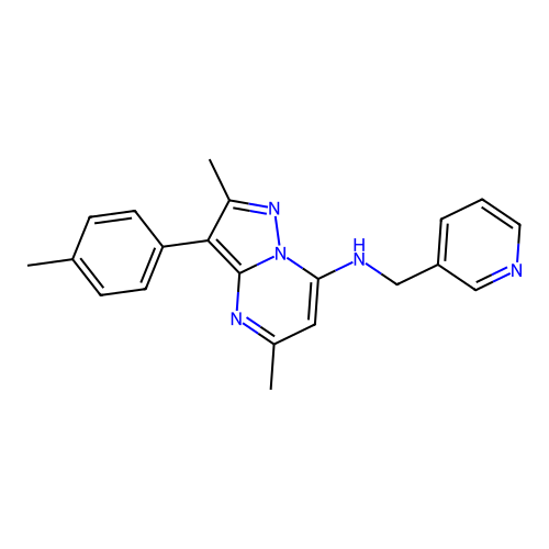 2,5-dimethyl-3-(4-methylphenyl)-N-(pyridin-3-ylmethyl)pyrazolo[1,5-a]pyrimidin-7-amine structure