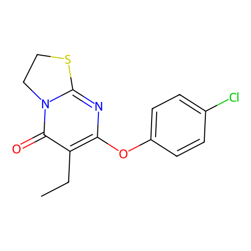 7-(4-chlorophenoxy)-6-ethyl-2,3-dihydro-5H-[1,3]thiazolo[3,2-a]pyrimidin-5-one structure