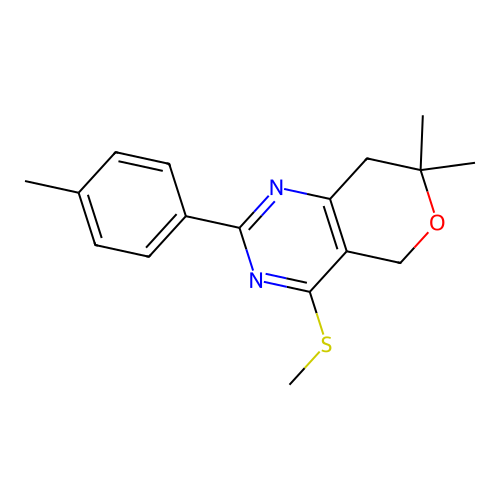 7,7-dimethyl-2-(4-methylphenyl)-4-methylsulfanyl-5,8-dihydropyrano[4,3-d]pyrimidine structure