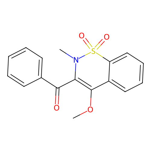 (4-methoxy-2-methyl-1,1-dioxido-2H-1,2-benzothiazin-3-yl)(phenyl)methanone structure