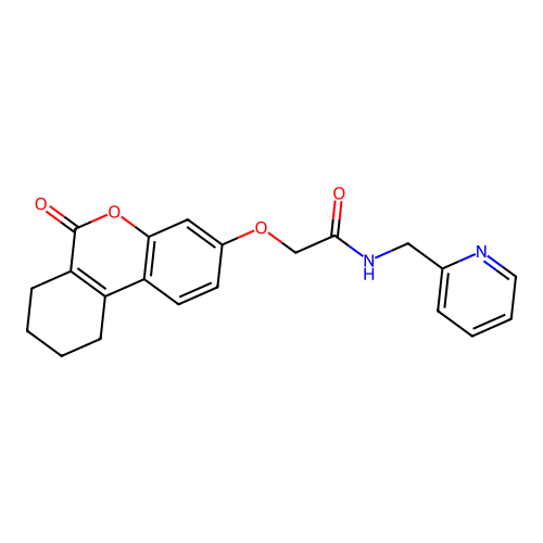 2-[(6-oxo-7,8,9,10-tetrahydrobenzo[c]chromen-3-yl)oxy]-N-(pyridin-2-ylmethyl)acetamide structure