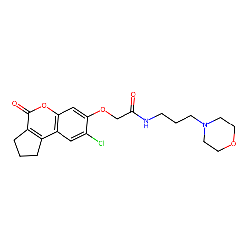 2-((8-chloro-4-oxo-1,2,3,4-tetrahydrocyclopenta[c]chromen-7-yl)oxy)-N-(3-morpholinopropyl)acetamide structure