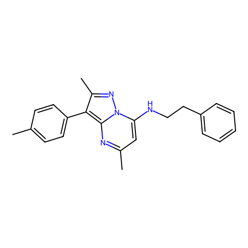 2,5-dimethyl-3-(4-methylphenyl)-N-(2-phenylethyl)pyrazolo[1,5-a]pyrimidin-7-amine structure