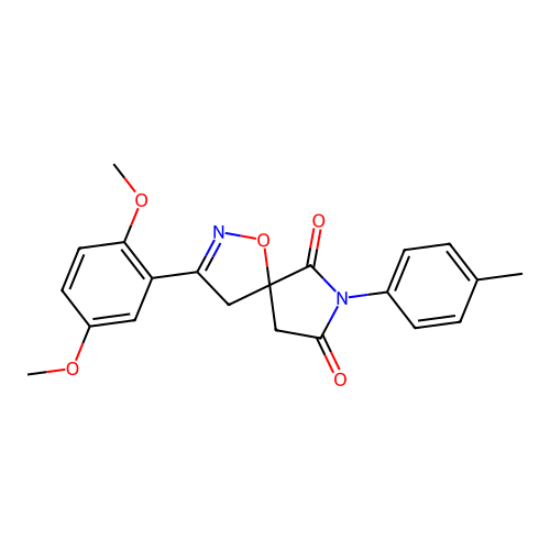 2-(2,5-dimethoxyphenyl)-8-(4-methylphenyl)-4-oxa-3,8-diazaspiro[4.4]non-2-ene-7,9-dione structure