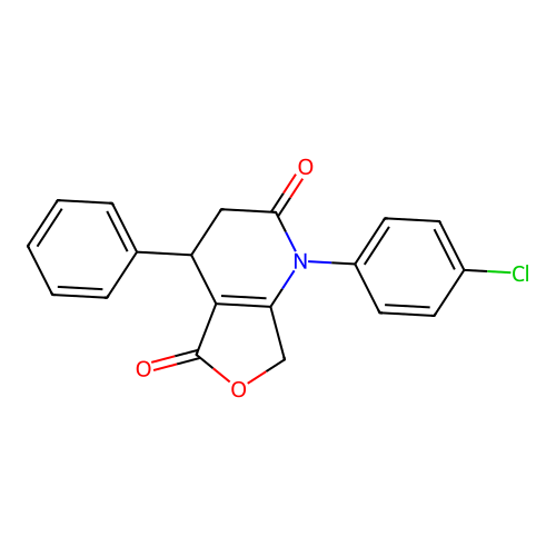1-(4-chlorophenyl)-4-phenyl-4,7-dihydrofuro[3,4-b]pyridine-2,5(1H,3H)-dione structure