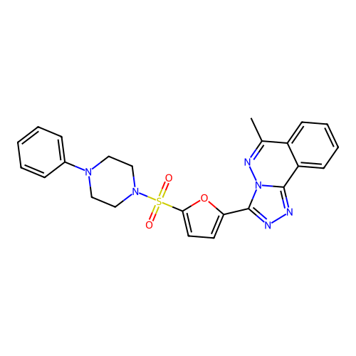 6-methyl-3-(5-((4-phenylpiperazin-1-yl)sulfonyl)furan-2-yl)-[1,2,4]triazolo[3,4-a]phthalazine structure