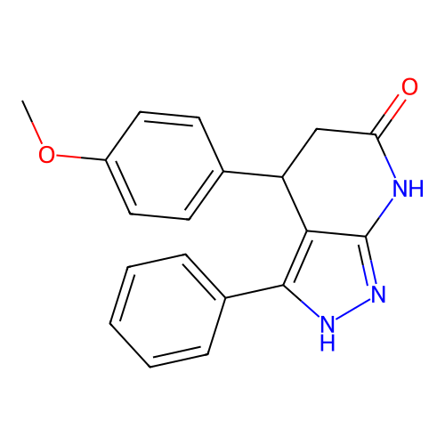 4-(4-methoxyphenyl)-3-phenyl-2,4,5,7-tetrahydro-6H-pyrazolo[3,4-b]pyridin-6-one structure