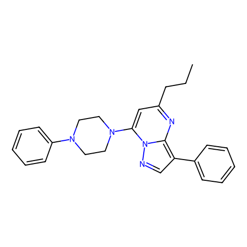 3-Phenyl-7-(4-phenylpiperazin-1-yl)-5-propylpyrazolo[1,5-a]pyrimidine structure