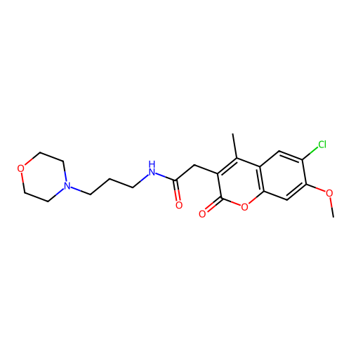 2-(6-chloro-7-methoxy-4-methyl-2-oxo-2H-chromen-3-yl)-N-(3-morpholinopropyl)acetamide structure