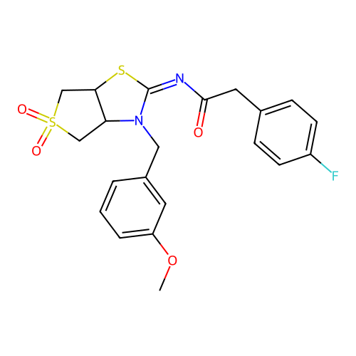 (Z)-2-(4-fluorophenyl)-N-(3-(3-methoxybenzyl)-5,5-dioxidotetrahydrothieno[3,4-d]thiazol-2(3H)-ylidene)acetamide structure