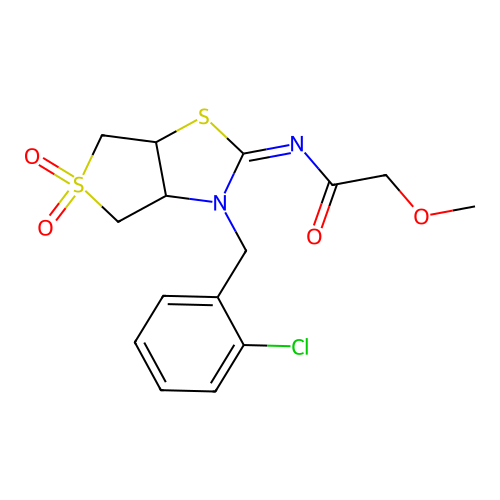N-[(2E)-3-(2-chlorobenzyl)-5,5-dioxidotetrahydrothieno[3,4-d][1,3]thiazol-2(3H)-ylidene]-2-methoxyacetamide structure