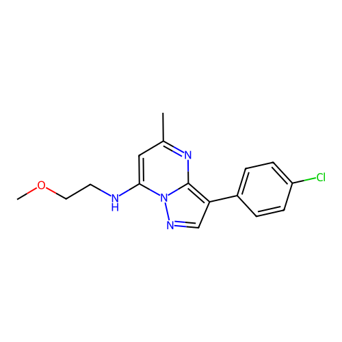 3-(4-chlorophenyl)-N-(2-methoxyethyl)-5-methylpyrazolo[1,5-a]pyrimidin-7-amine structure