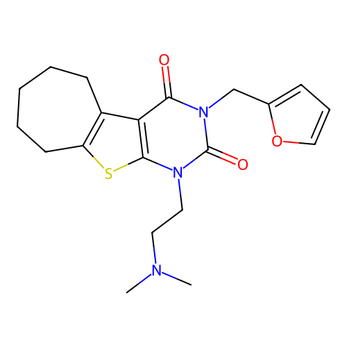 1-(2-(dimethylamino)ethyl)-3-(furan-2-ylmethyl)-6,7,8,9-tetrahydro-1H-cyclohepta[4,5]thieno[2,3-d]pyrimidine-2,4(3H,5H)-dione structure
