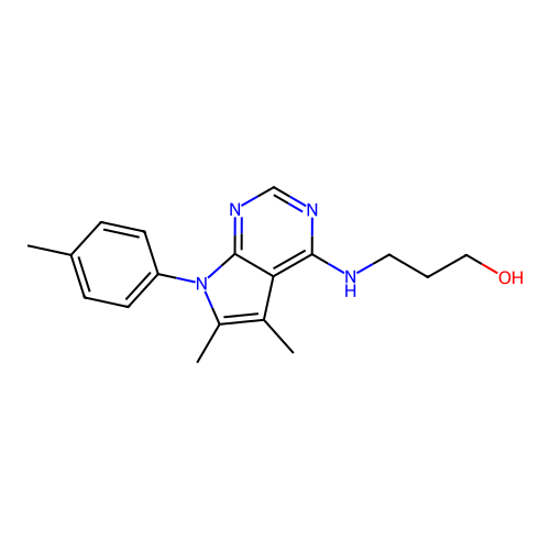 3-[[5,6-dimethyl-7-(4-methylphenyl)pyrrolo[2,3-d]pyrimidin-4-yl]amino]propan-1-ol structure