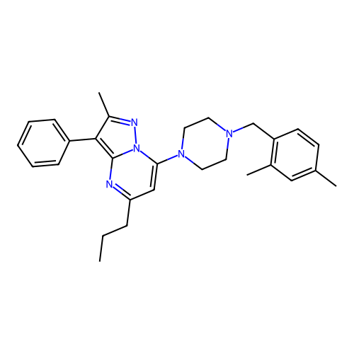 7-[4-(2,4-dimethylbenzyl)piperazin-1-yl]-2-methyl-3-phenyl-5-propylpyrazolo[1,5-a]pyrimidine structure