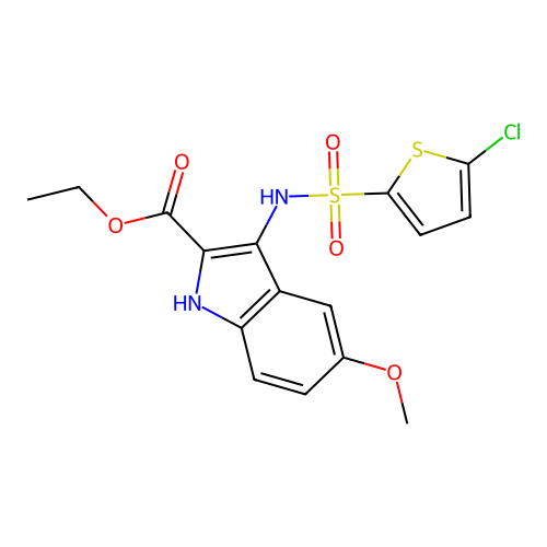 ethyl 3-[(5-chlorothiophen-2-yl)sulfonylamino]-5-methoxy-1H-indole-2-carboxylate structure