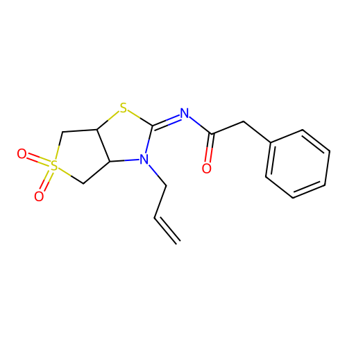 N-[(2E)-5,5-dioxido-3-(prop-2-en-1-yl)tetrahydrothieno[3,4-d][1,3]thiazol-2(3H)-ylidene]-2-phenylacetamide structure