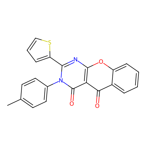 2-(thiophen-2-yl)-3-(p-tolyl)-3H-chromeno[2,3-d]pyrimidine-4,5-dione structure