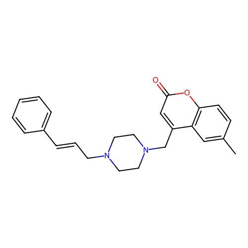 6-methyl-4-({4-[(2E)-3-phenylprop-2-en-1-yl]piperazin-1-yl}methyl)-2H-chromen-2-one structure