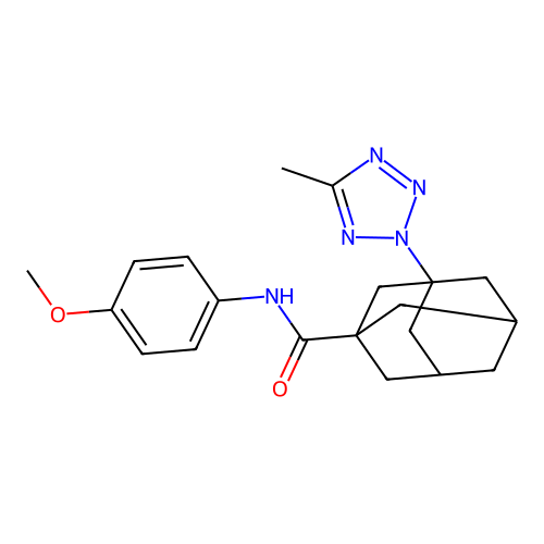 N-(4-methoxyphenyl)-3-(5-methyl-2H-tetrazol-2-yl)tricyclo[3.3.1.1~3,7~]decane-1-carboxamide structure