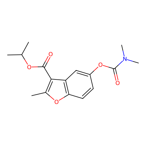 Propan-2-yl 5-[(dimethylcarbamoyl)oxy]-2-methyl-1-benzofuran-3-carboxylate structure