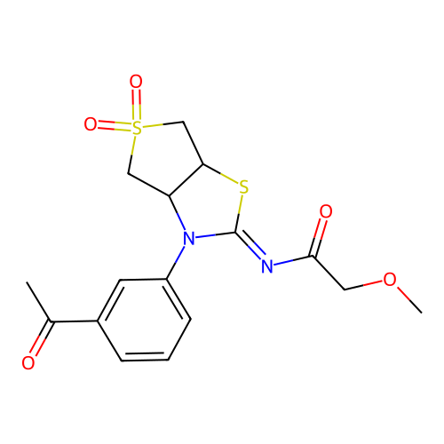 (Z)-N-(3-(3-acetylphenyl)-5,5-dioxidotetrahydrothieno[3,4-d]thiazol-2(3H)-ylidene)-2-methoxyacetamide structure