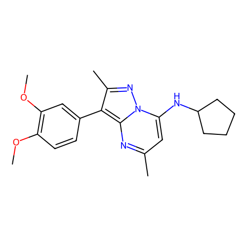 N-cyclopentyl-3-(3,4-dimethoxyphenyl)-2,5-dimethylpyrazolo[1,5-a]pyrimidin-7-amine structure