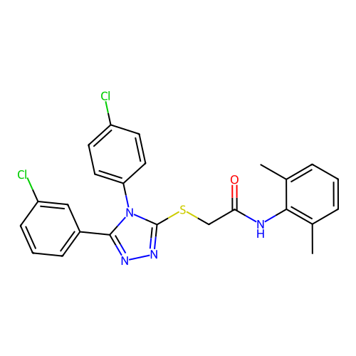 2-{[5-(3-chlorophenyl)-4-(4-chlorophenyl)-4H-1,2,4-triazol-3-yl]sulfanyl}-N-(2,6-dimethylphenyl)acetamide structure