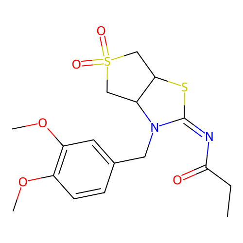 (Z)-N-(3-(3,4-dimethoxybenzyl)-5,5-dioxidotetrahydrothieno[3,4-d]thiazol-2(3H)-ylidene)propionamide structure