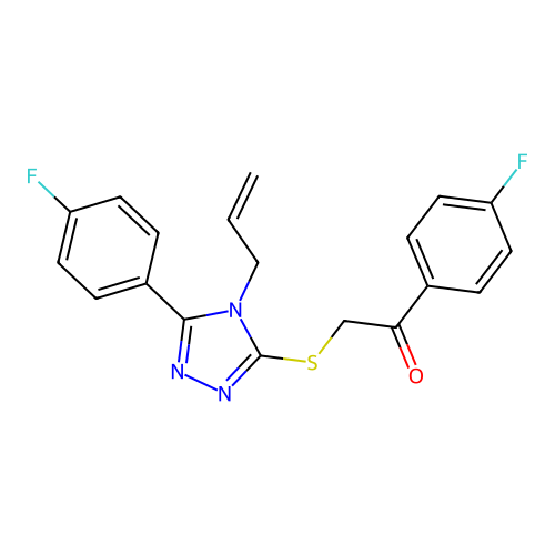 2-((4-allyl-5-(4-fluorophenyl)-4H-1,2,4-triazol-3-yl)thio)-1-(4-fluorophenyl)ethanone structure