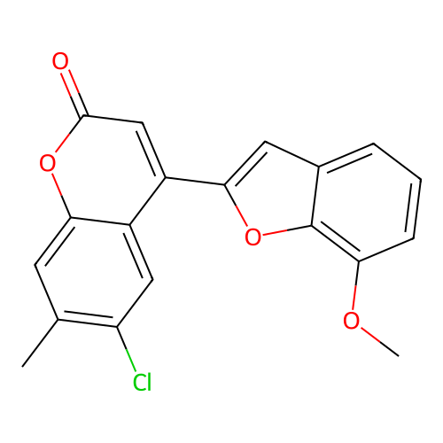 6-chloro-4-(7-methoxy-1-benzofuran-2-yl)-7-methyl-2H-chromen-2-one structure