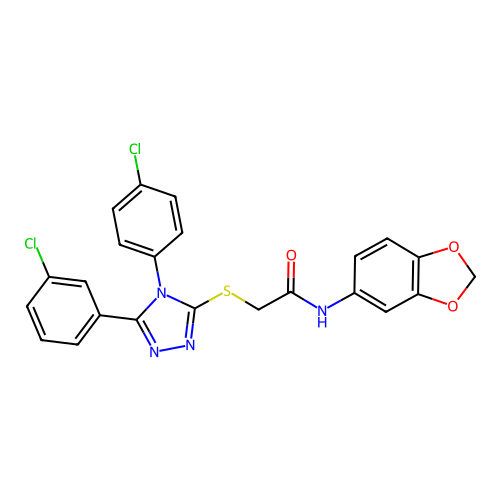 N-(1,3-benzodioxol-5-yl)-2-[[5-(3-chlorophenyl)-4-(4-chlorophenyl)-1,2,4-triazol-3-yl]sulfanyl]acetamide structure