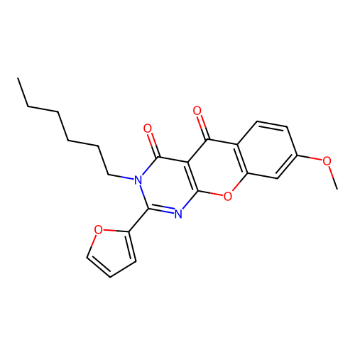 2-(Furan-2-yl)-3-hexyl-8-methoxychromeno[2,3-d]pyrimidine-4,5-dione structure