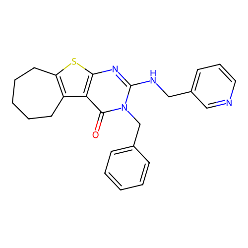 3-benzyl-2-((pyridin-3-ylmethyl)amino)-6,7,8,9-tetrahydro-3H-cyclohepta[4,5]thieno[2,3-d]pyrimidin-4(5H)-one structure