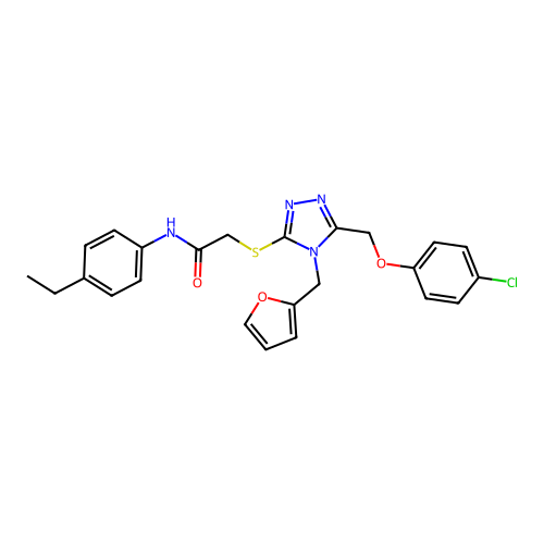 2-((5-((4-chlorophenoxy)methyl)-4-(furan-2-ylmethyl)-4H-1,2,4-triazol-3-yl)thio)-N-(4-ethylphenyl)acetamide structure