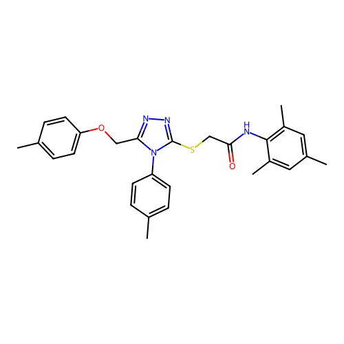 N-mesityl-2-((4-(p-tolyl)-5-((p-tolyloxy)methyl)-4H-1,2,4-triazol-3-yl)thio)acetamide structure