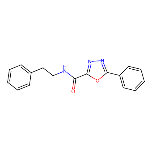 N-phenethyl-5-phenyl-1,3,4-oxadiazole-2-carboxamide structure