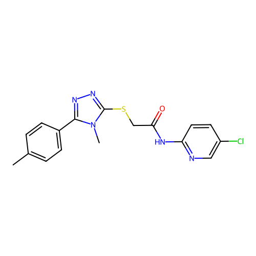N-(5-chloropyridin-2-yl)-2-[[4-methyl-5-(4-methylphenyl)-1,2,4-triazol-3-yl]sulfanyl]acetamide structure