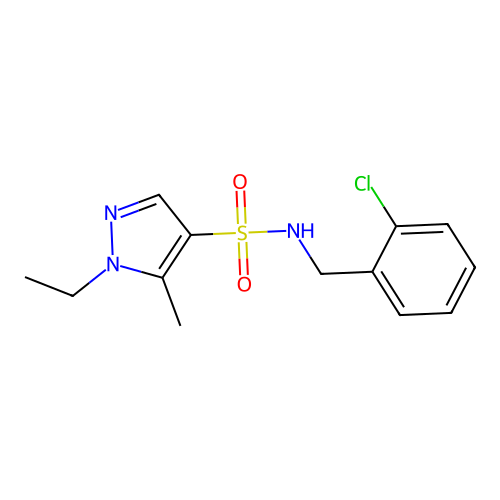 N-[(2-chlorophenyl)methyl]-1-ethyl-5-methylpyrazole-4-sulfonamide structure