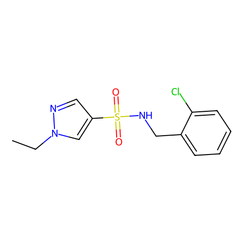 N-[(2-chlorophenyl)methyl]-1-ethylpyrazole-4-sulfonamide structure