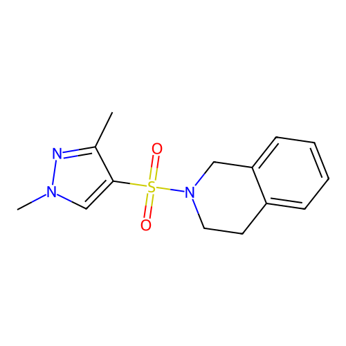 2-[(1,3-dimethyl-1H-pyrazol-4-yl)sulfonyl]-1,2,3,4-tetrahydroisoquinoline structure